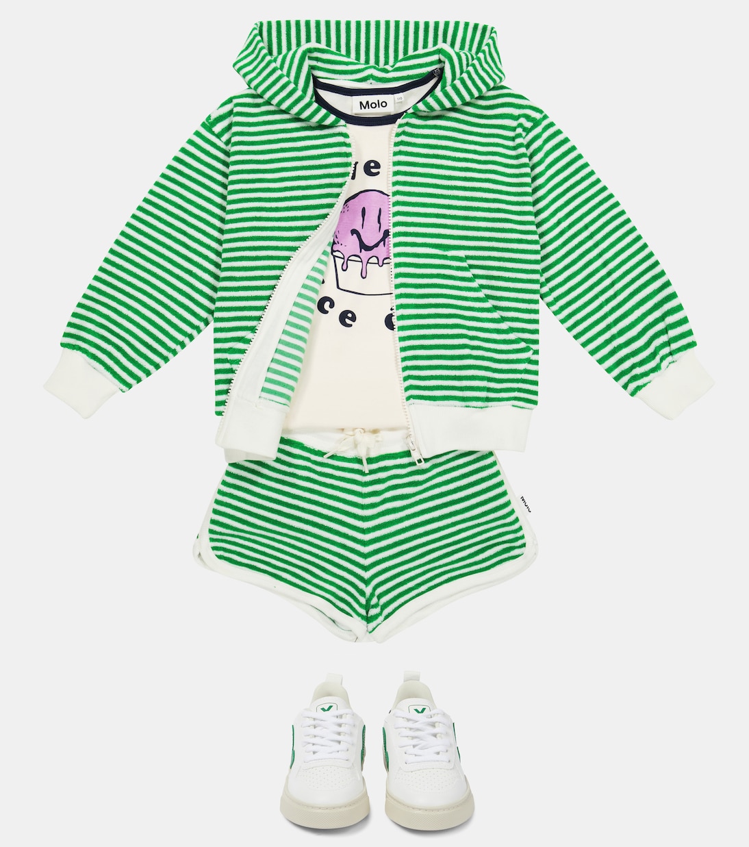 Sweat-shirt Mel à capuche rayé en coton mélangé | Molo