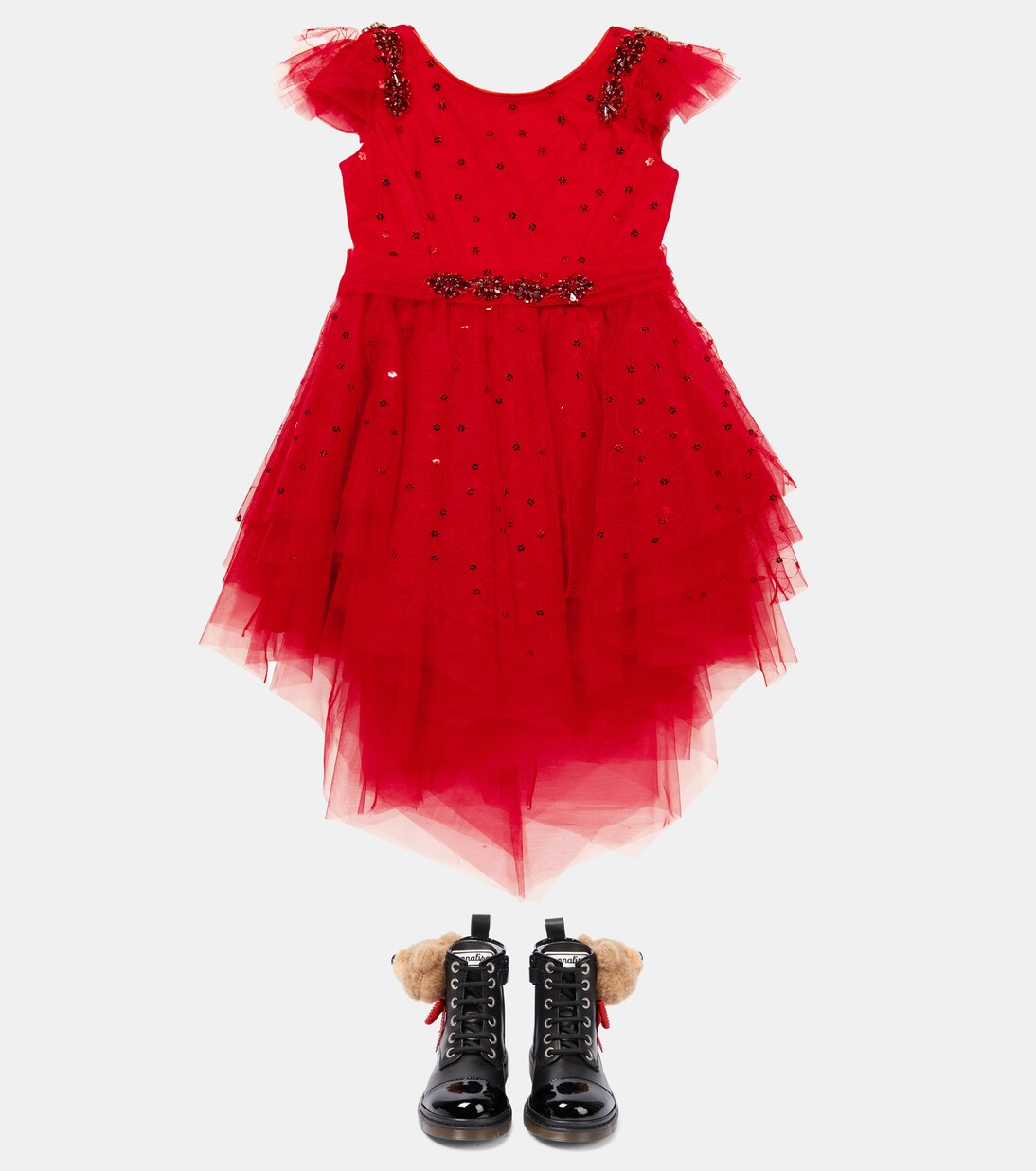 Teddy-embellished leather boots | Monnalisa