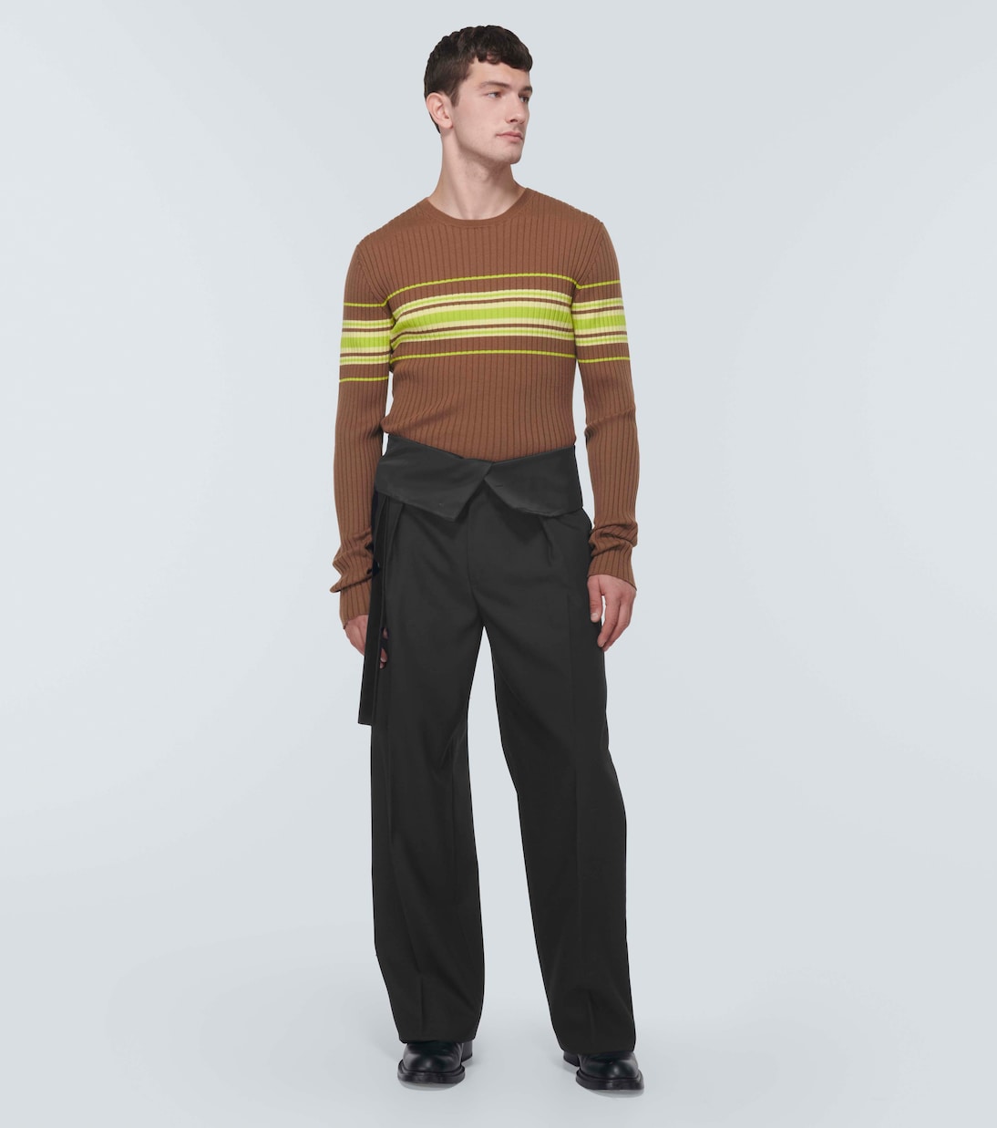 High-rise wool straight pants | Wales Bonner