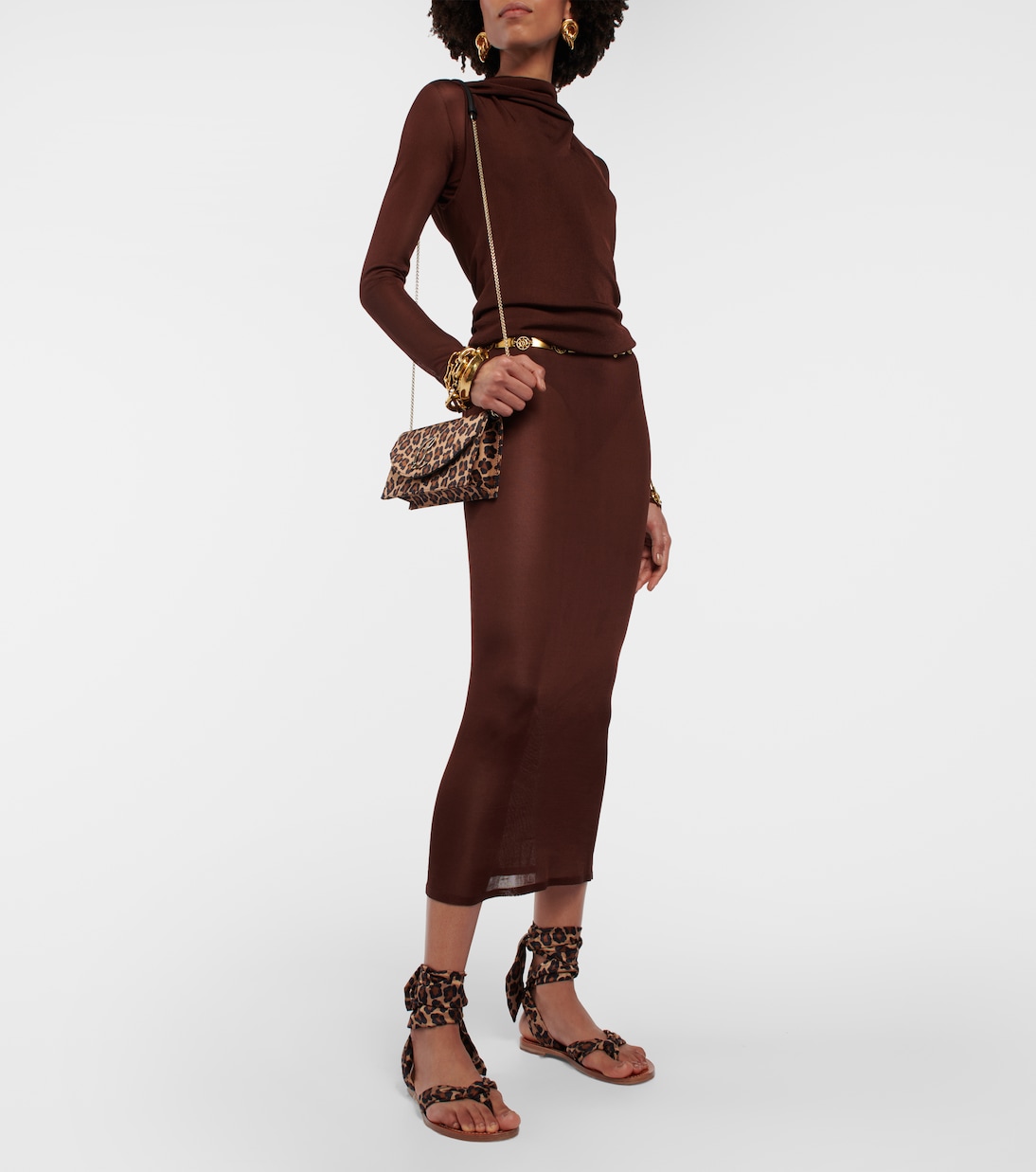 Niloo du Désert leopard-print satin sandals | Christian Louboutin