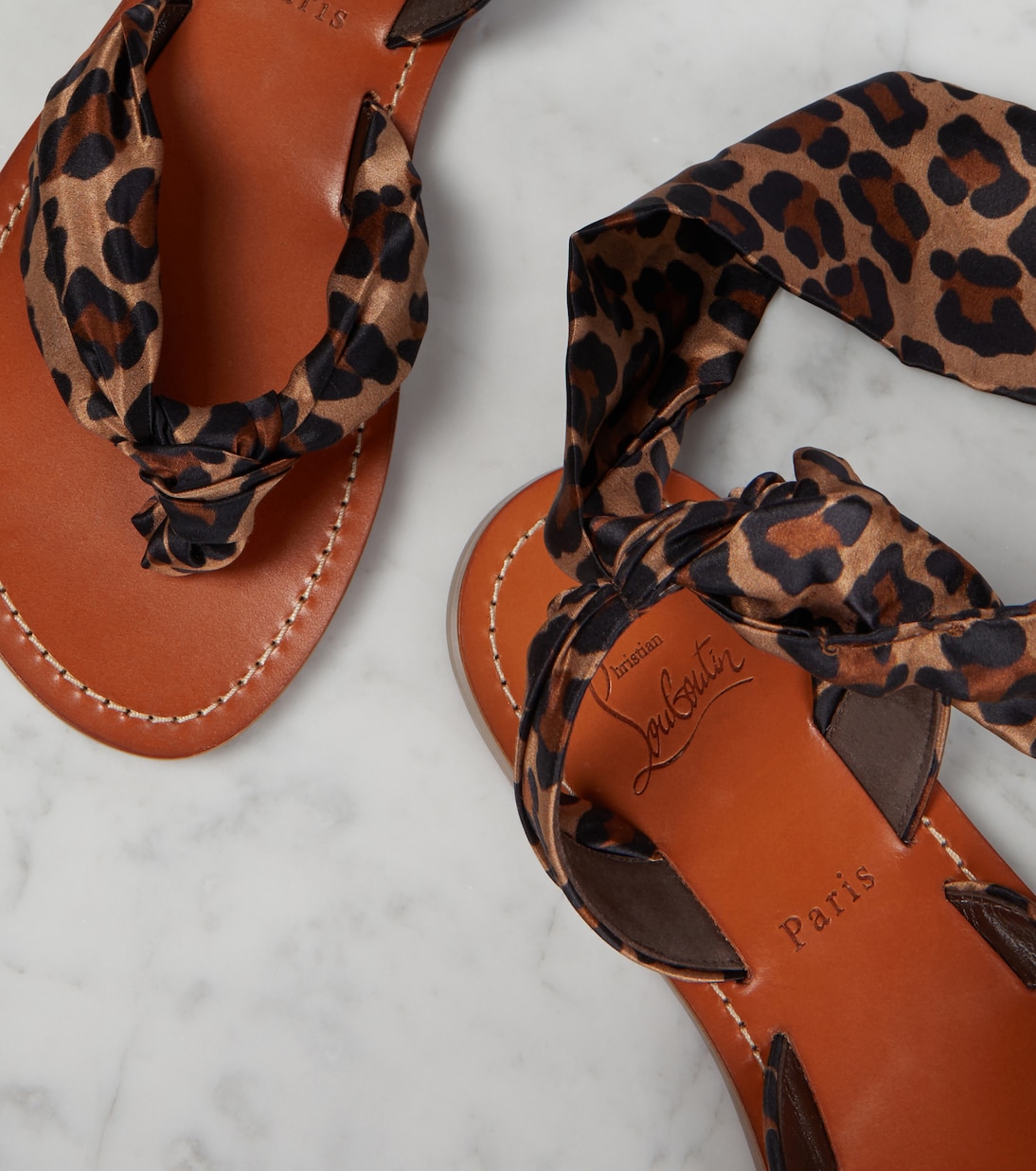 Niloo du Désert leopard-print satin sandals | Christian Louboutin