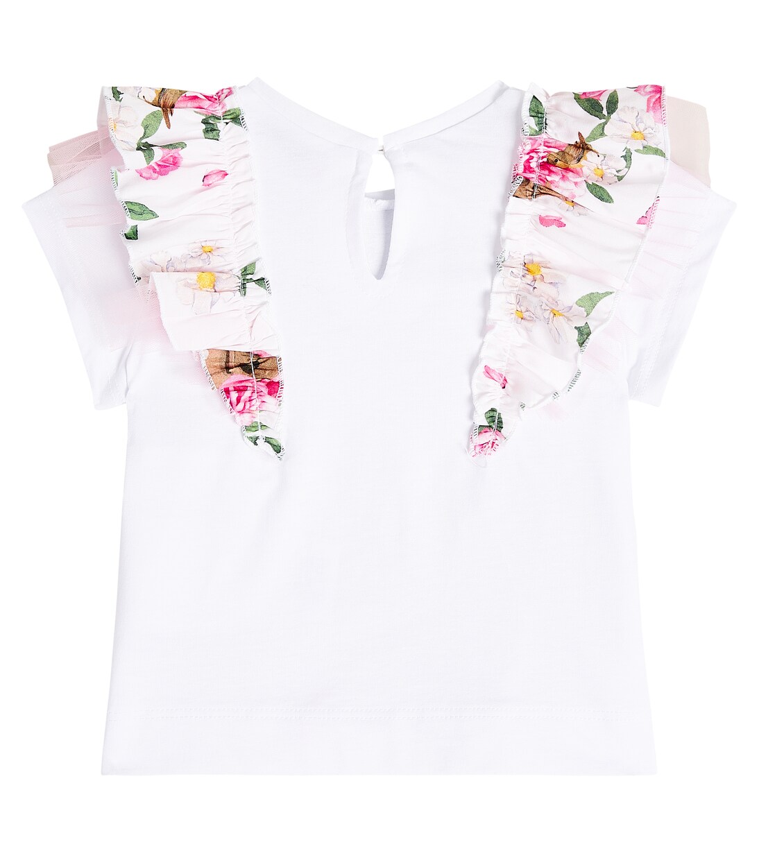 Baby ruffled tulle-trimmed T-shirt | Monnalisa