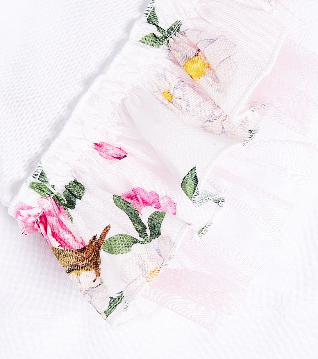 Baby ruffled tulle-trimmed T-shirt | Monnalisa