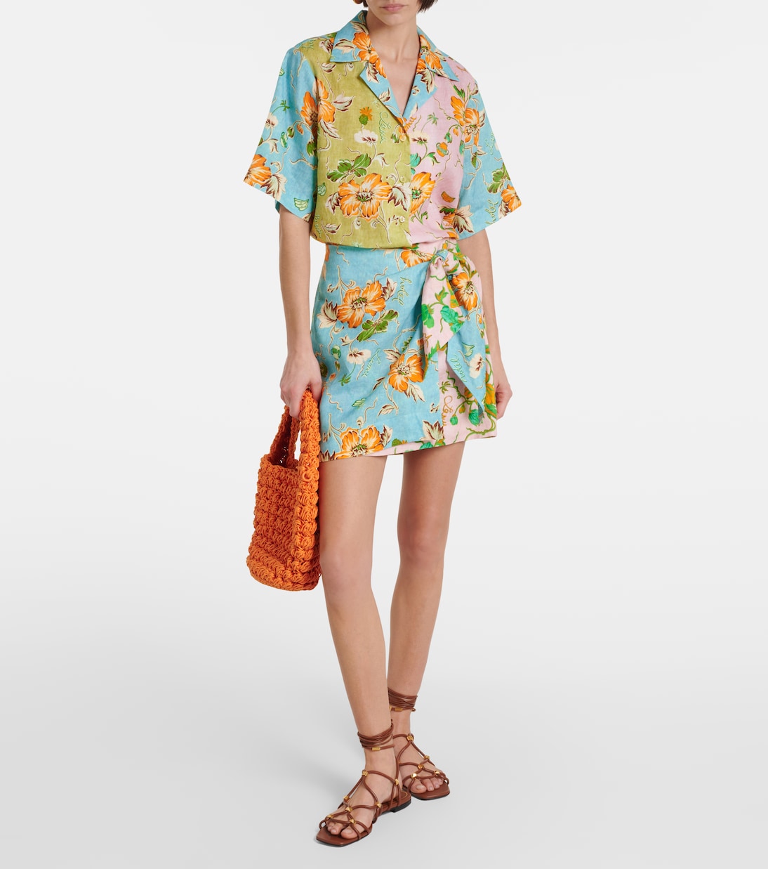 Bedruckter Wickelrock Mana aus Leinen | Alémais