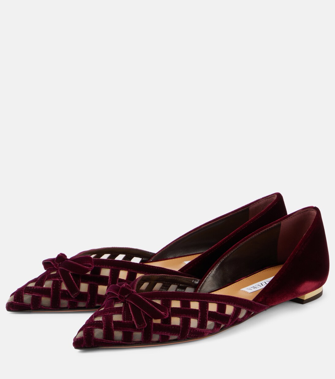 Romance D'Orsay velvet and mesh flats | Aquazzura