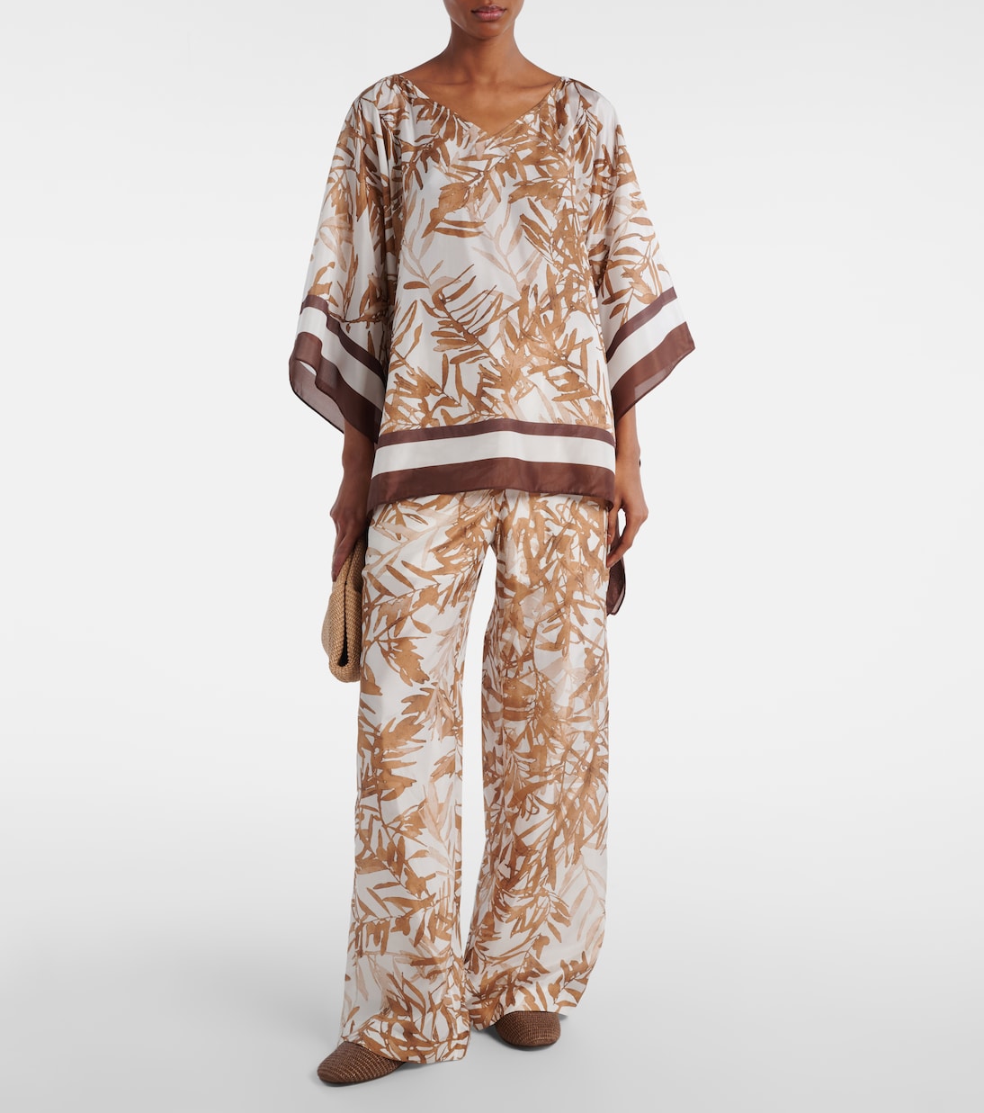 Printed high-rise silk wide-leg pants | Brunello Cucinelli