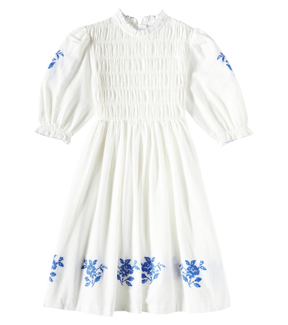 Emmanuelle embroidered smocked cotton dress | C'era Una Volta