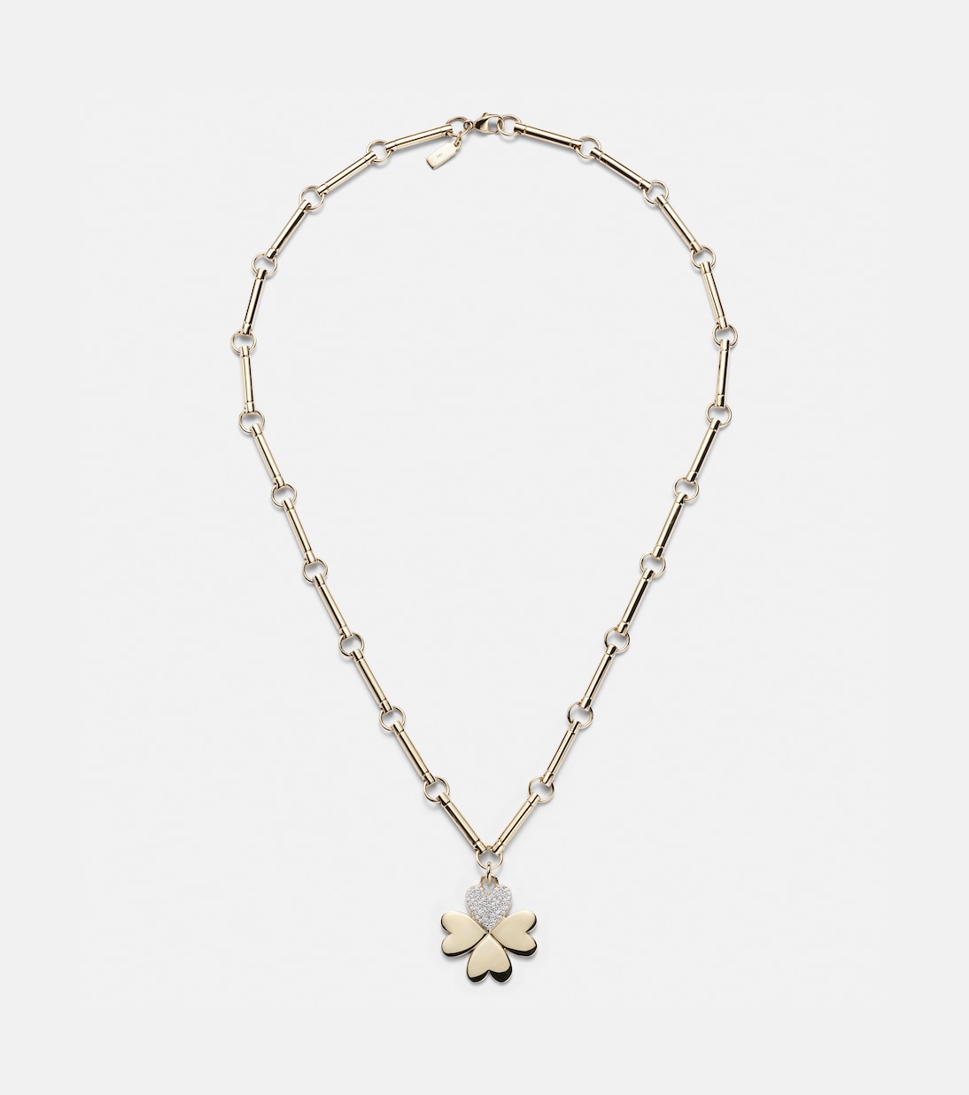 Four Heart Clover 18kt gold (750/1000) necklace with diamonds | FoundRae