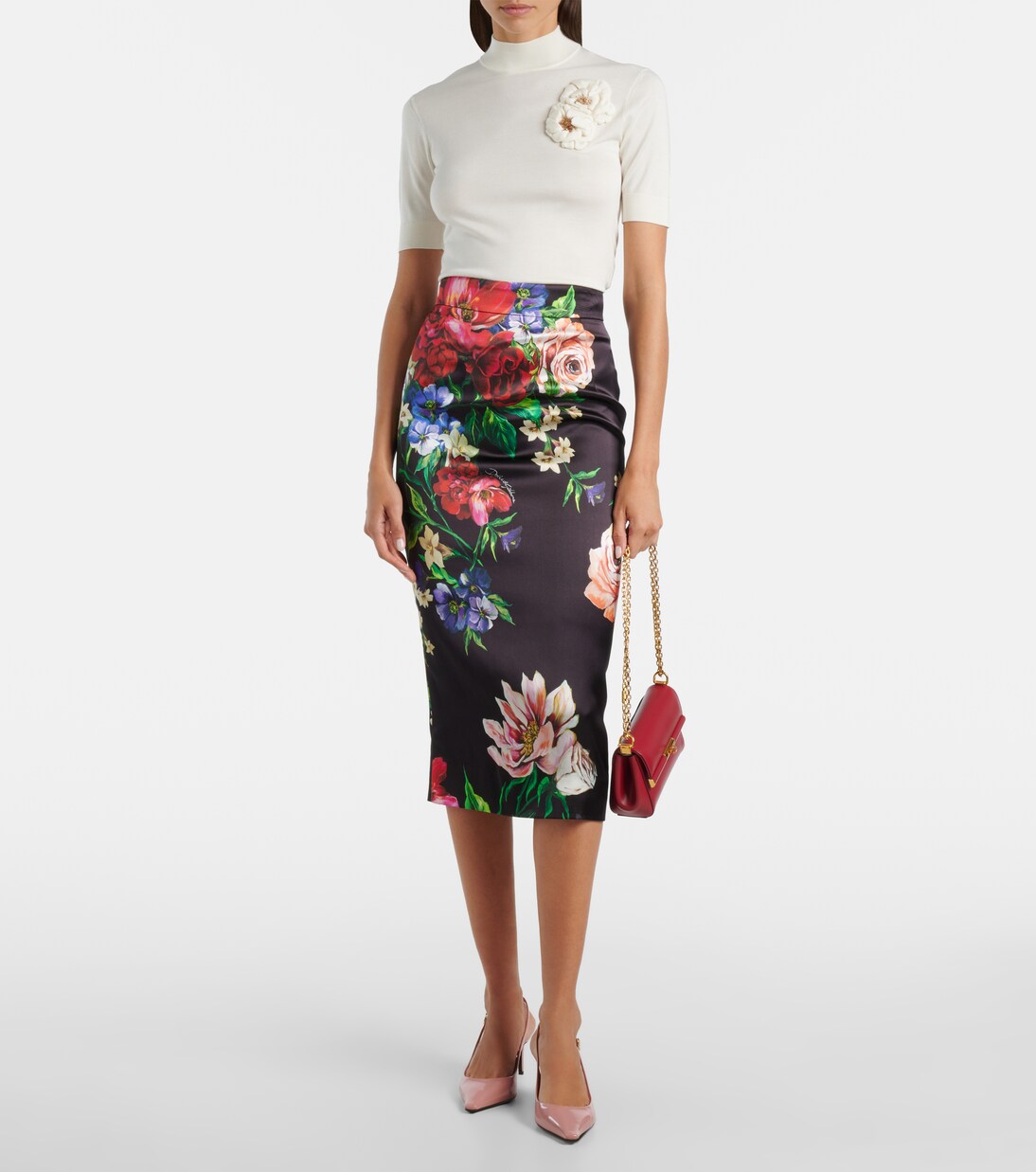 Embellished turtleneck silk top | Dolce&Gabbana