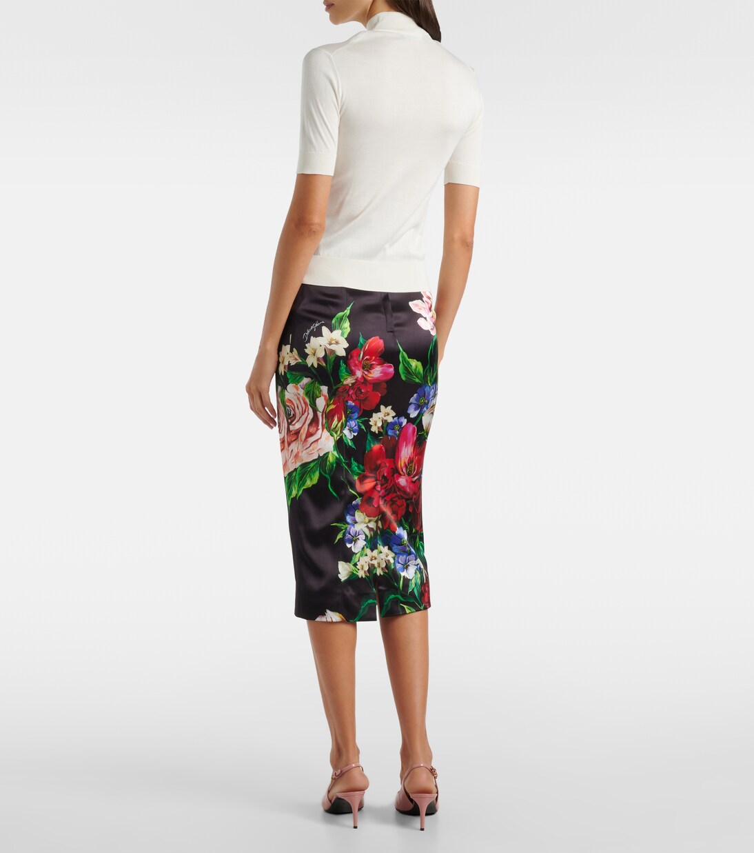 Embellished turtleneck silk top | Dolce&Gabbana