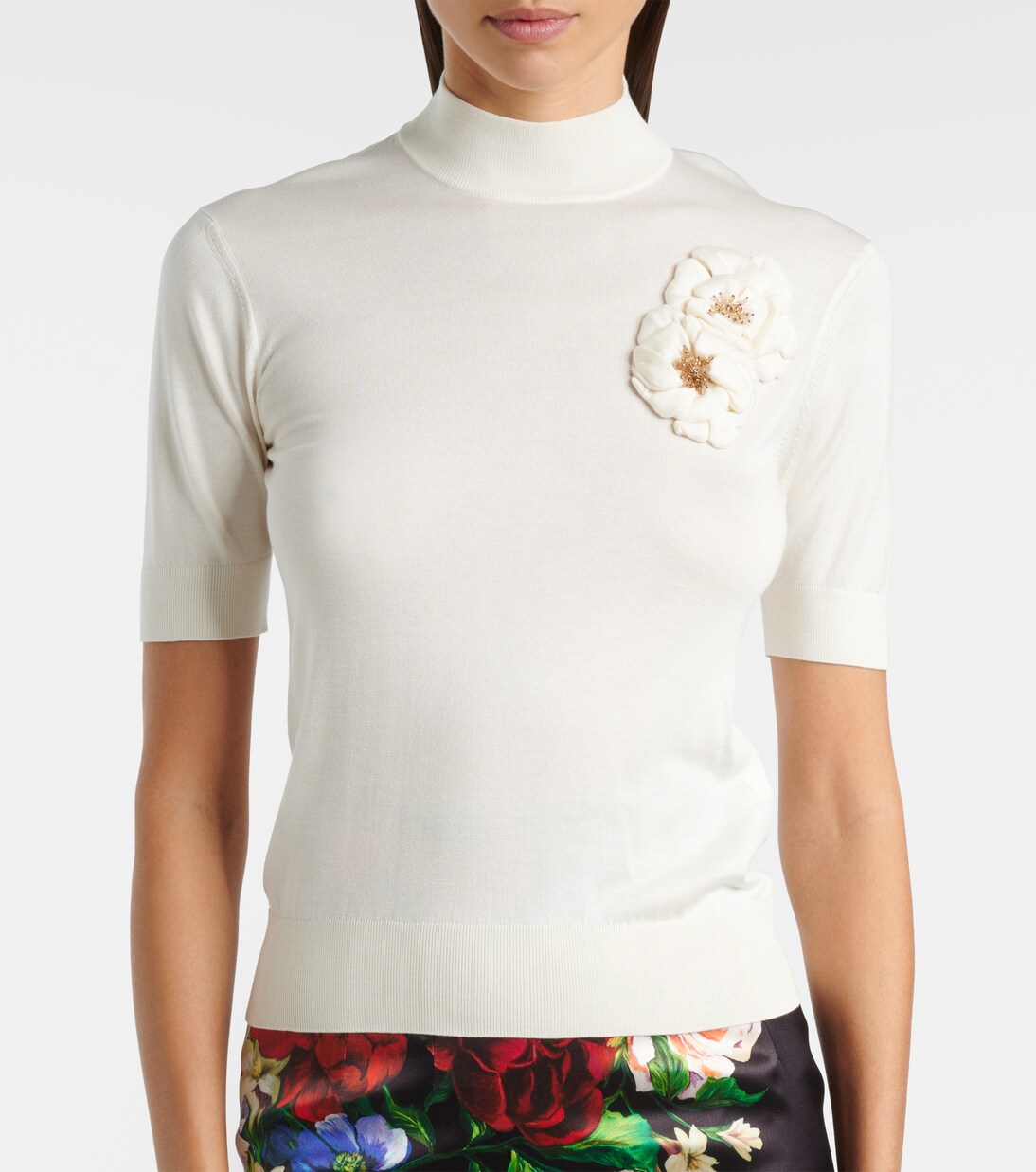 Embellished turtleneck silk top | Dolce&Gabbana