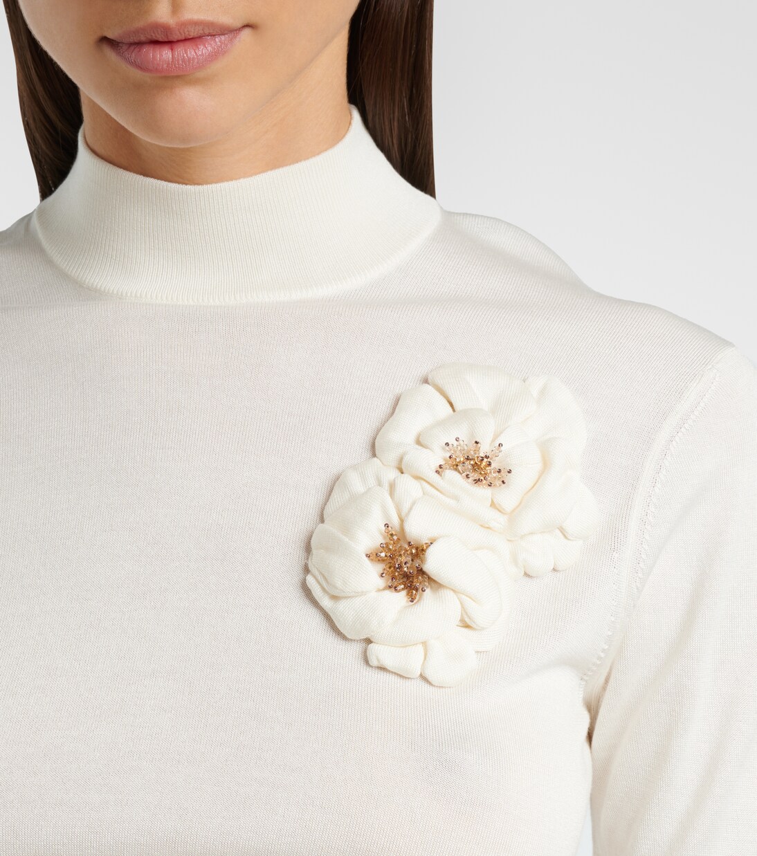 Embellished turtleneck silk top | Dolce&Gabbana