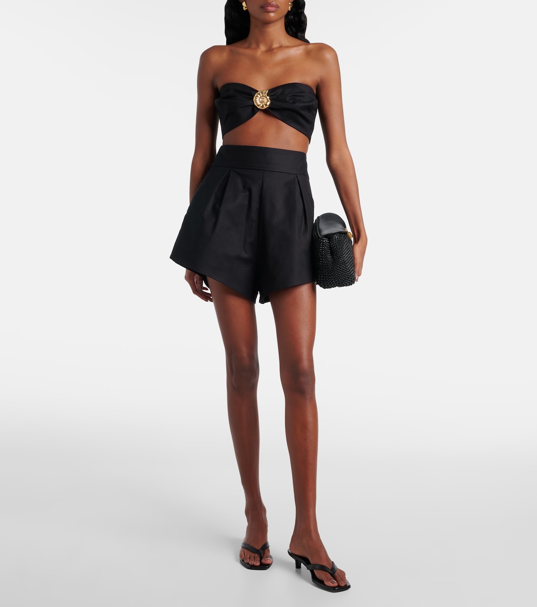 Short à taille haute en coton mélangé | Adriana Degreas