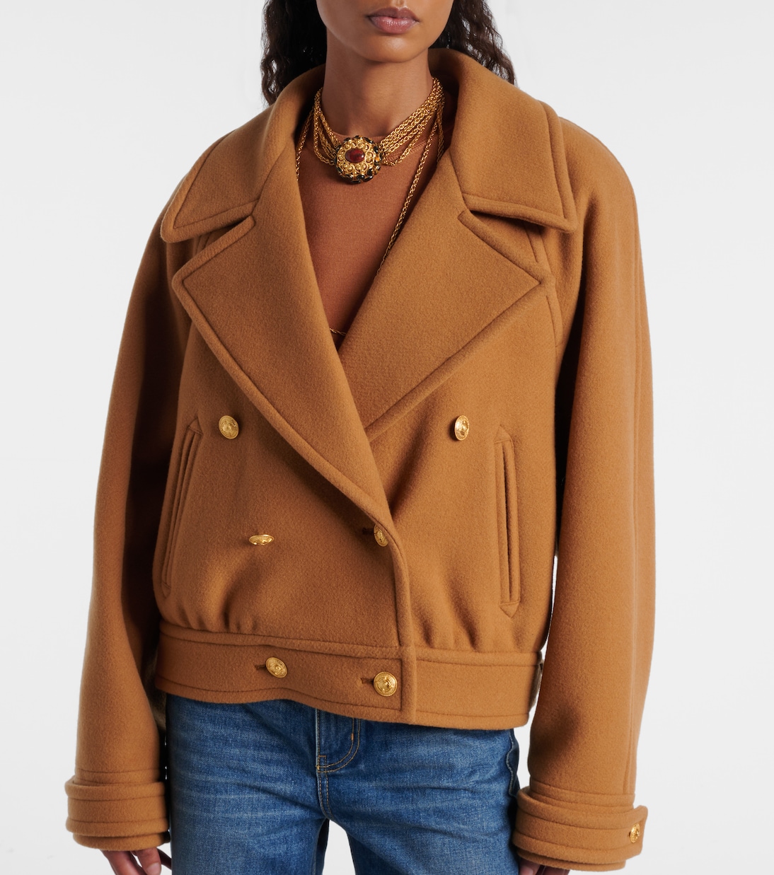 Jacke aus einem Wollgemisch mit Shearling | Chloé