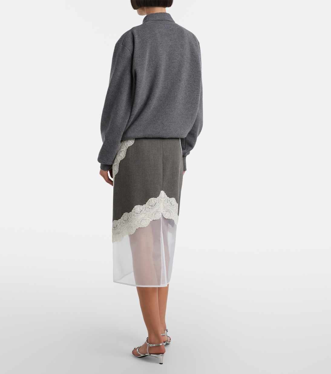 Lace-trimmed wool midi skirt | Jil Sander