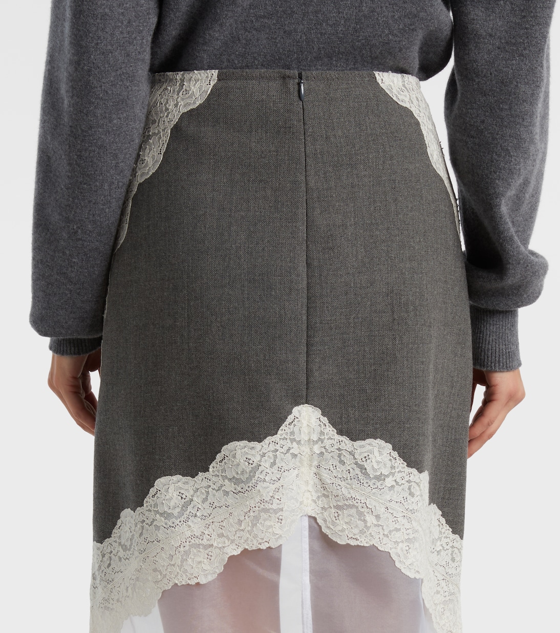Lace-trimmed wool midi skirt | Jil Sander