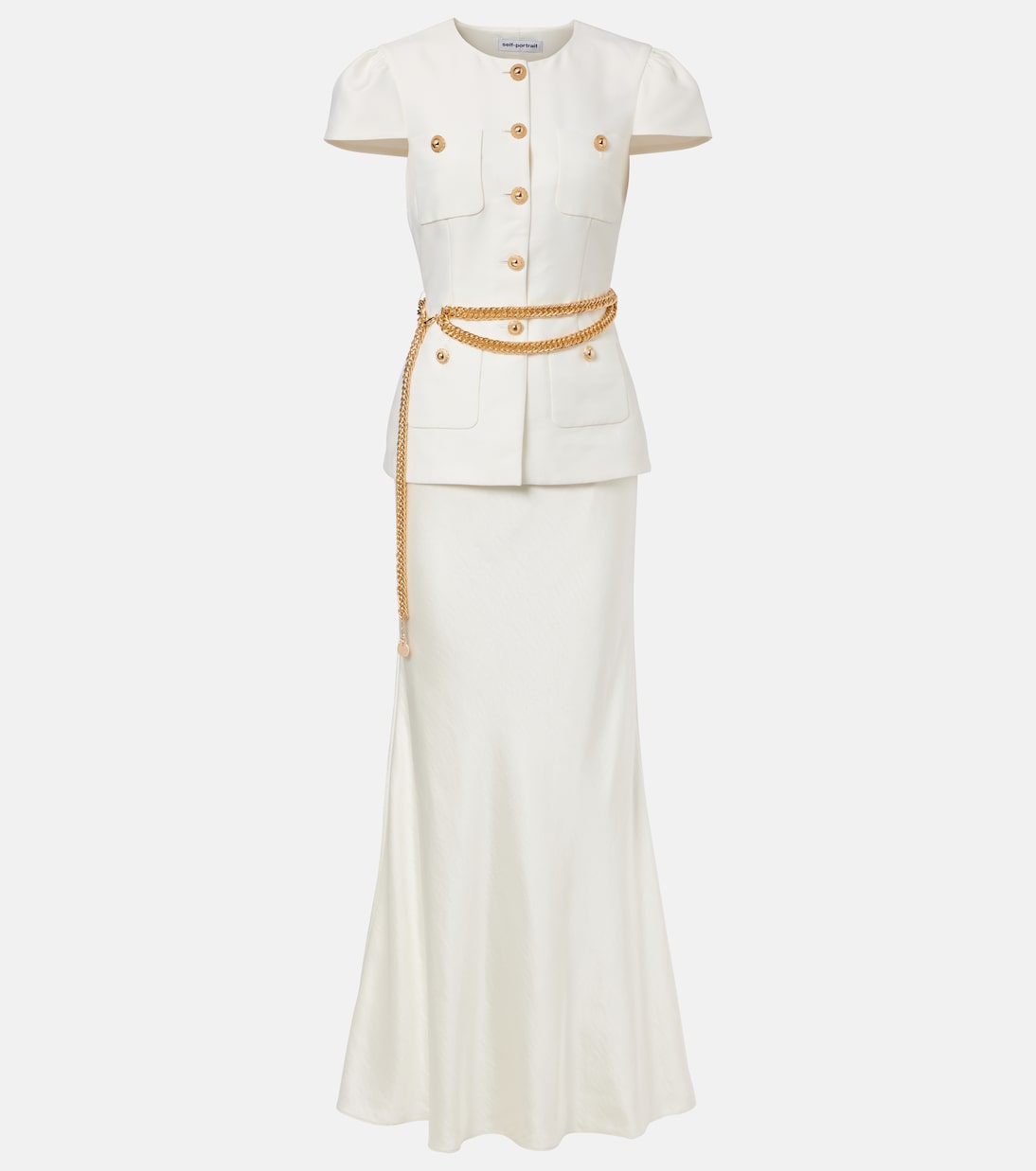 Verziertes Maxikleid aus Taft | Self-Portrait