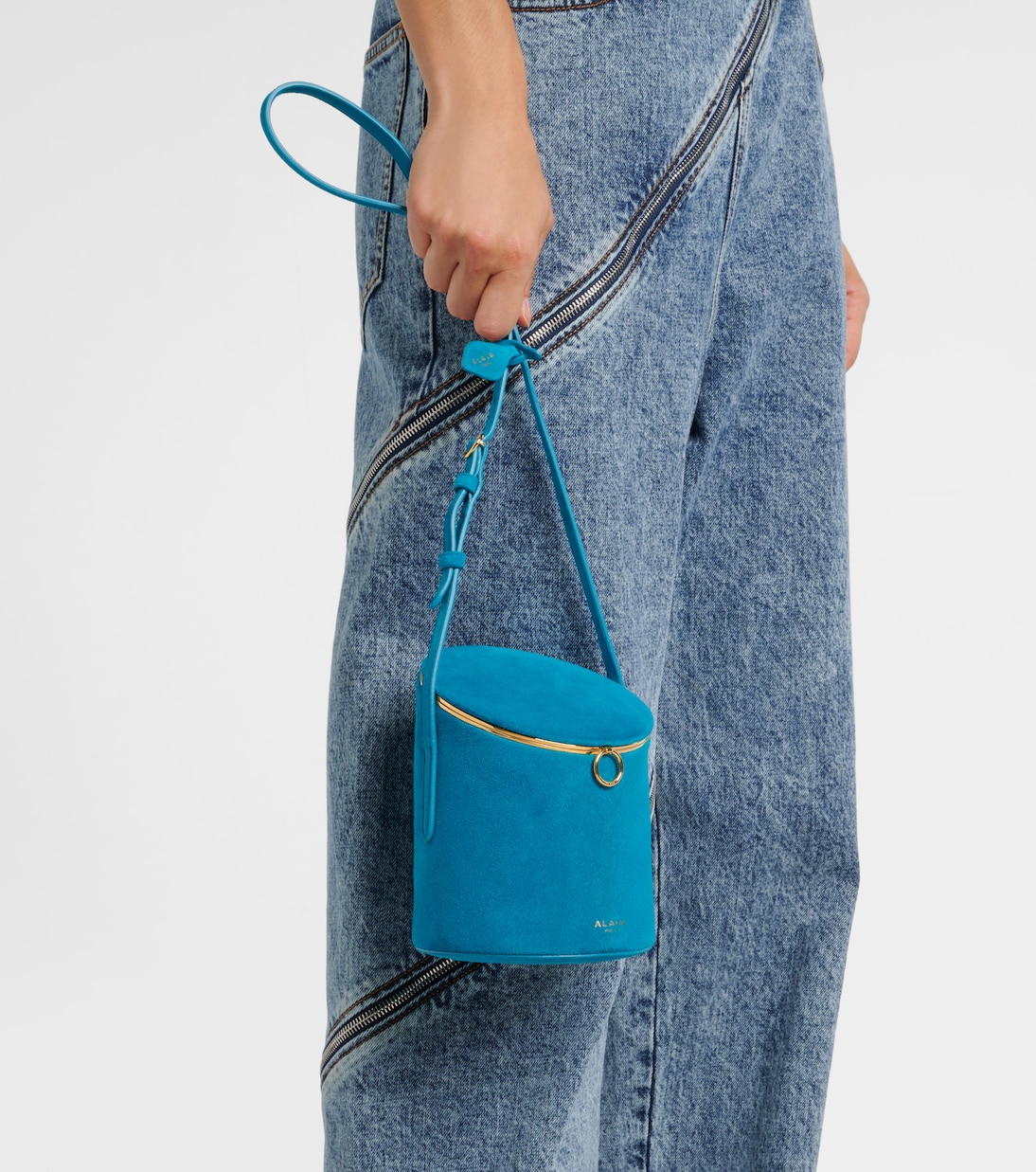 La Canette Small suede bucket bag | Alaïa