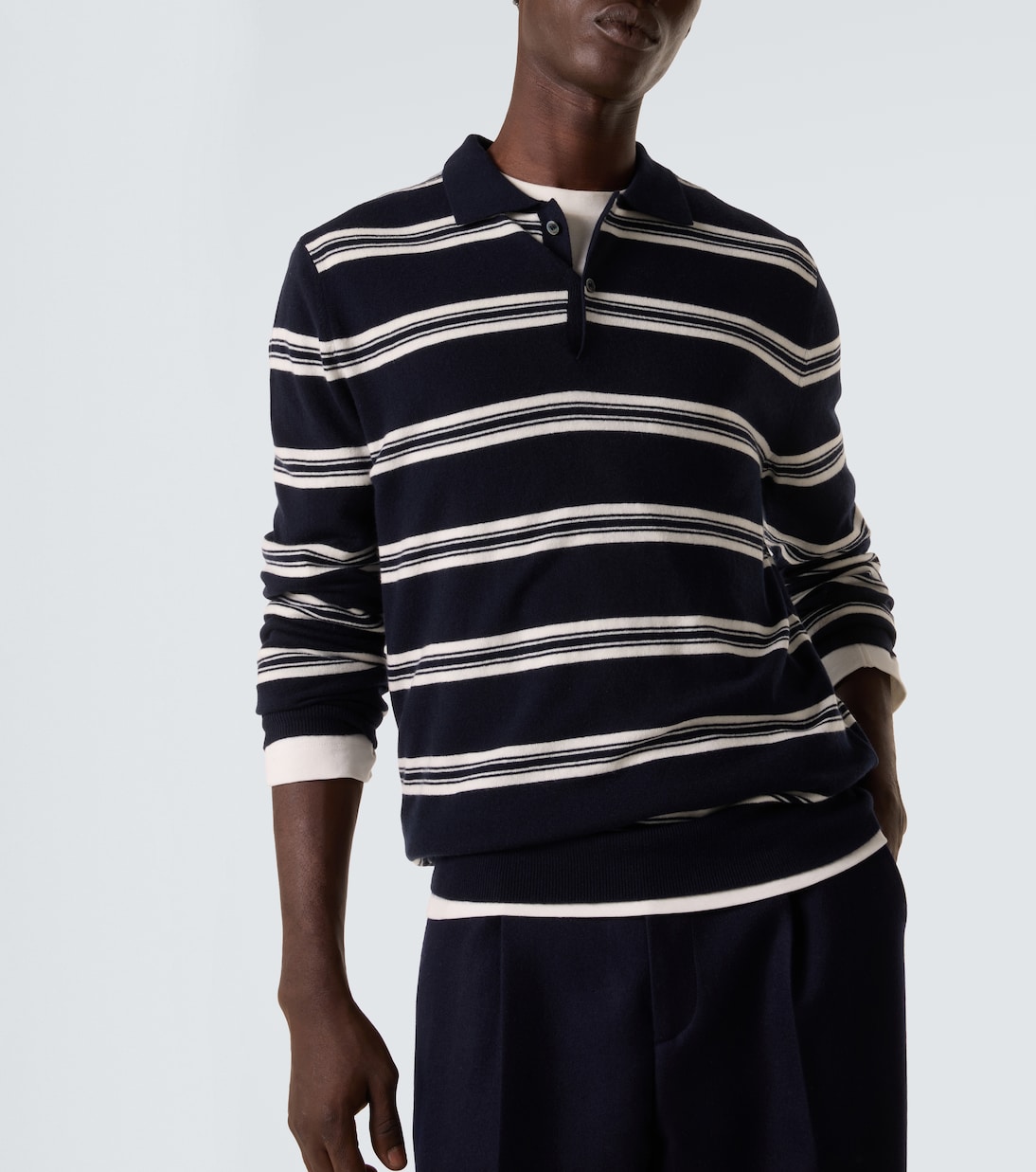 Mr Swansea striped cashmere polo sweater | Arch4