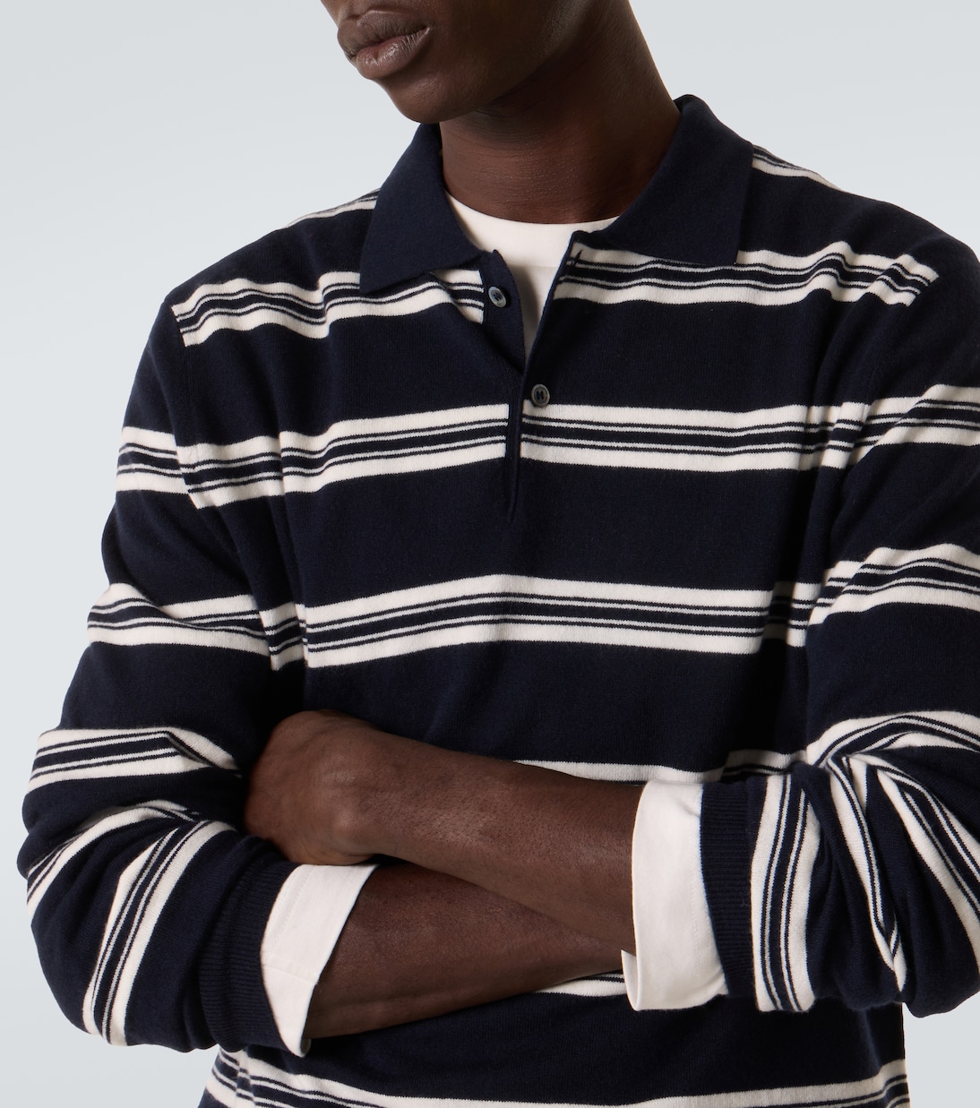 Mr Swansea striped cashmere polo sweater | Arch4