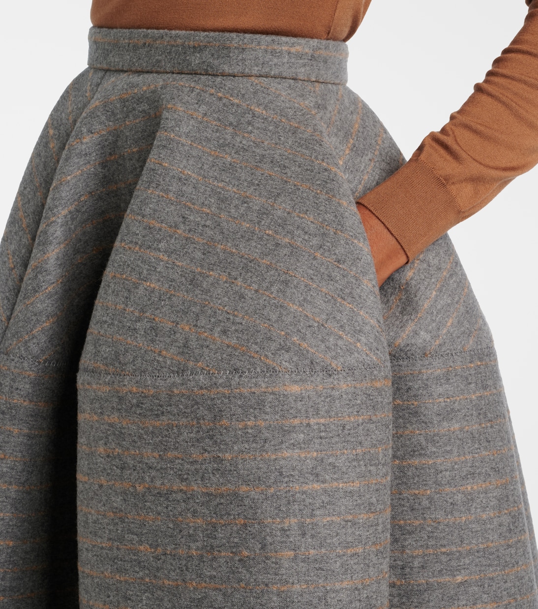 Jupe midi rayée en laine et mohair | Erdem