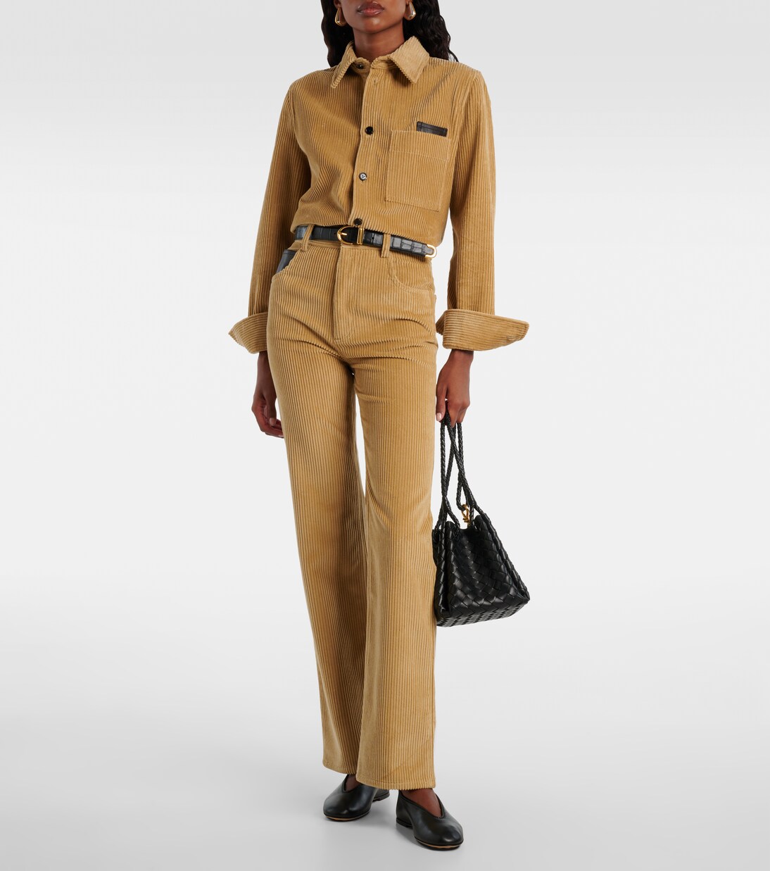 Pantalon évasé en velours côtelé de coton | Bottega Veneta