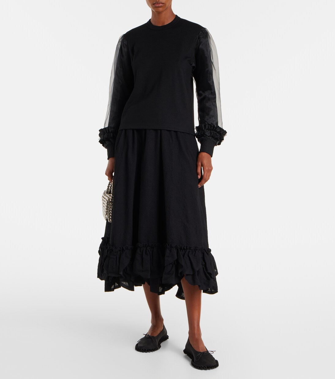 Pull en laine et tulle | Noir Kei Ninomiya