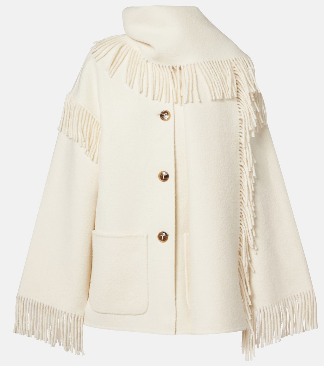 Fringed wool-blend scarf jacket | Toteme
