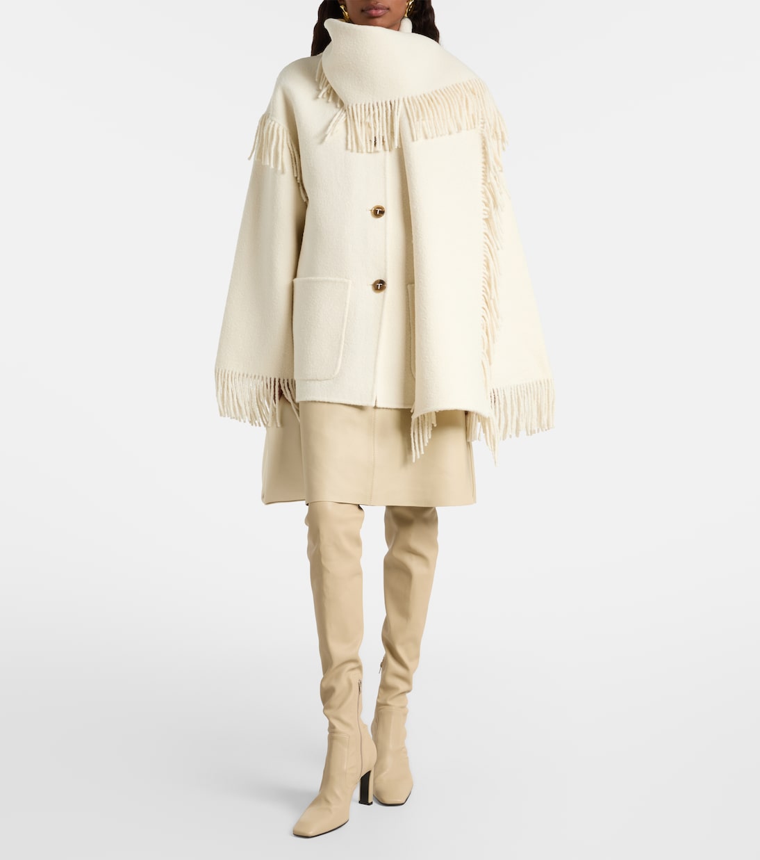 Fringed wool-blend scarf jacket | Toteme