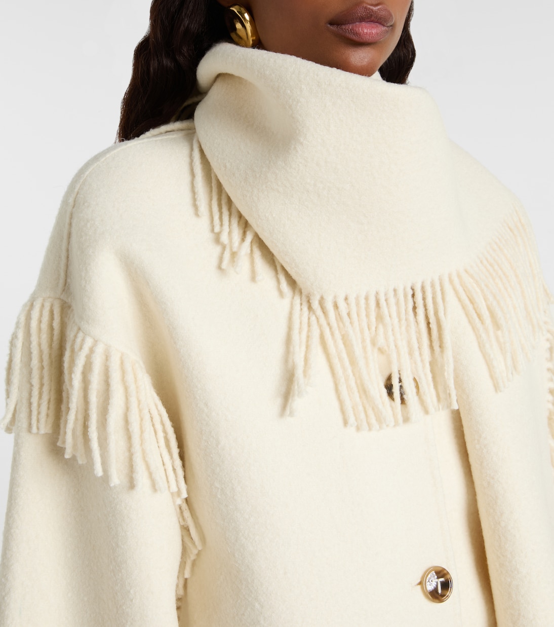 Fringed wool-blend scarf jacket | Toteme