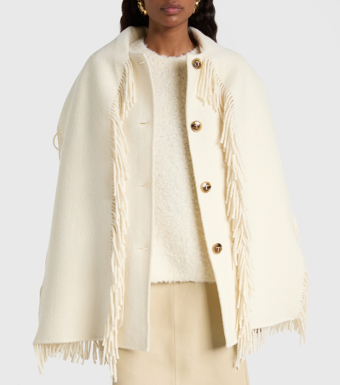 Fringed wool-blend scarf jacket | Toteme