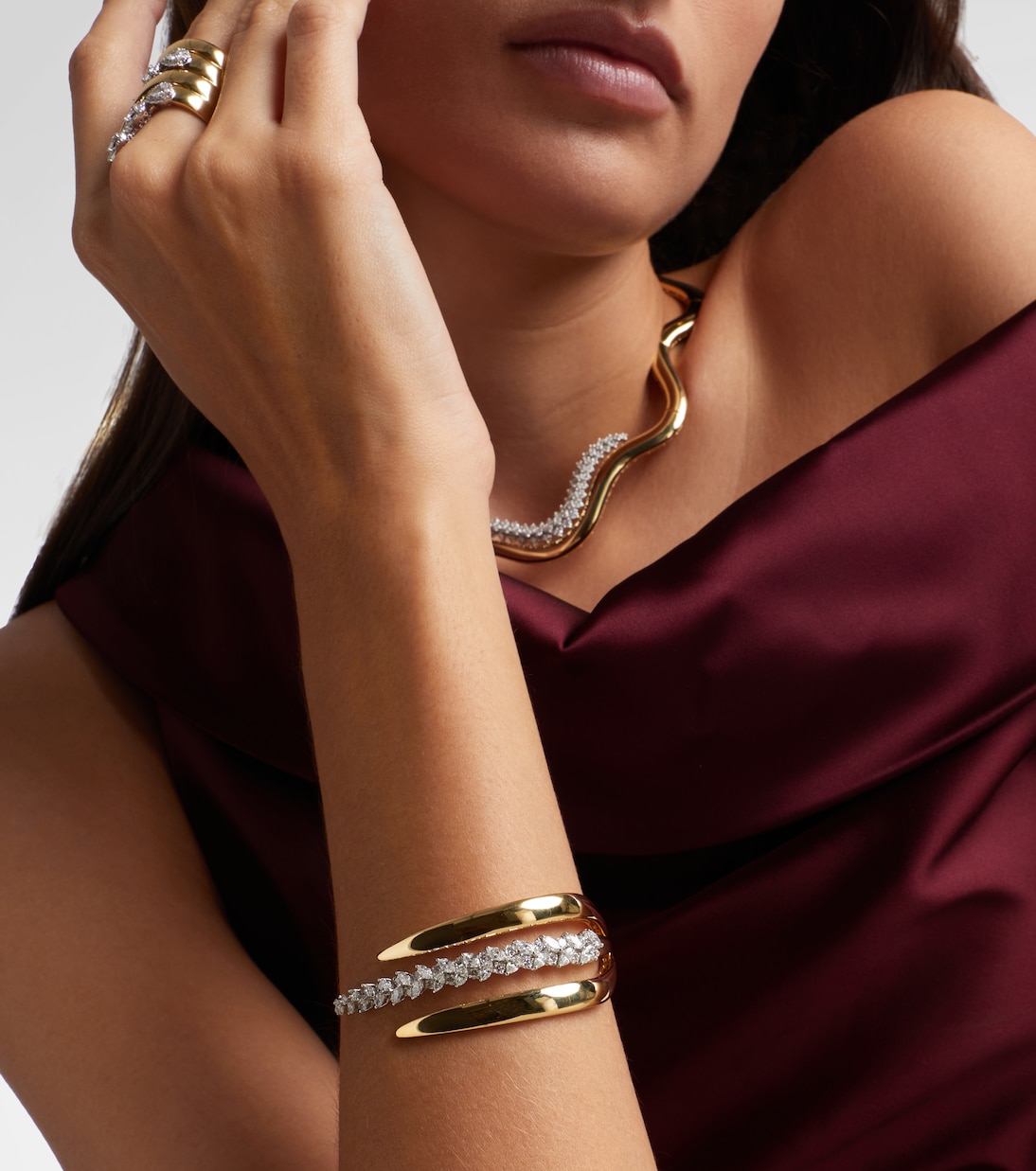 Bracciale Golden Strada in oro bianco e giallo 18kt con diamanti | Yeprem