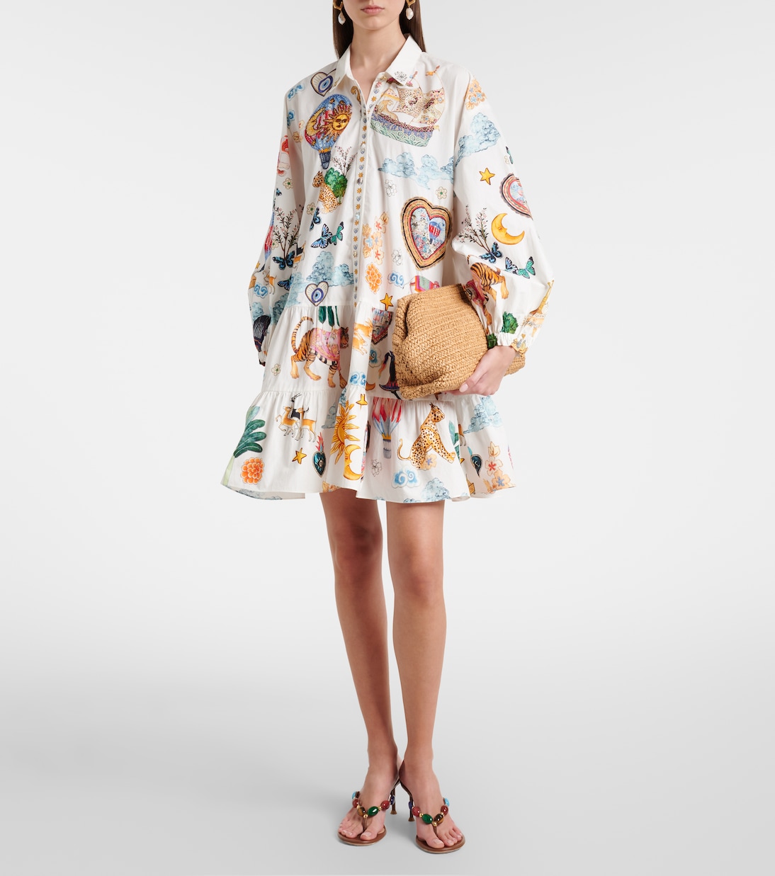 Printed embellished cotton minidress | Camilla