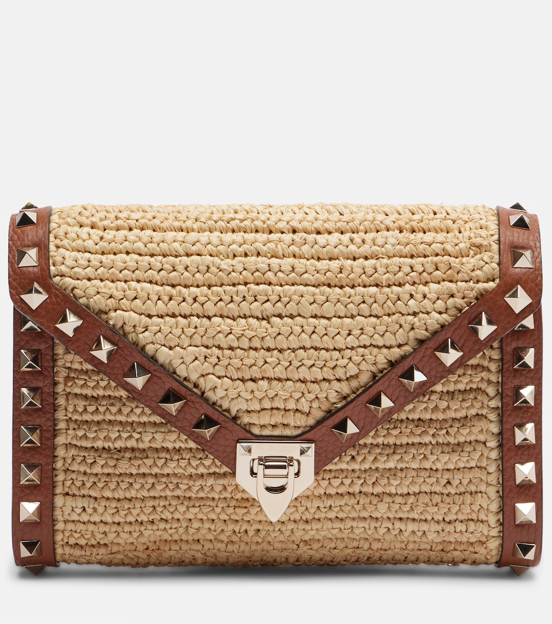 Rockstud Mini raffia shoulder bag | Valentino Garavani