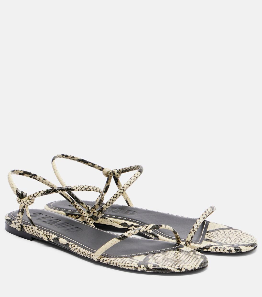 Laurel snake-effect leather sandals | Staud