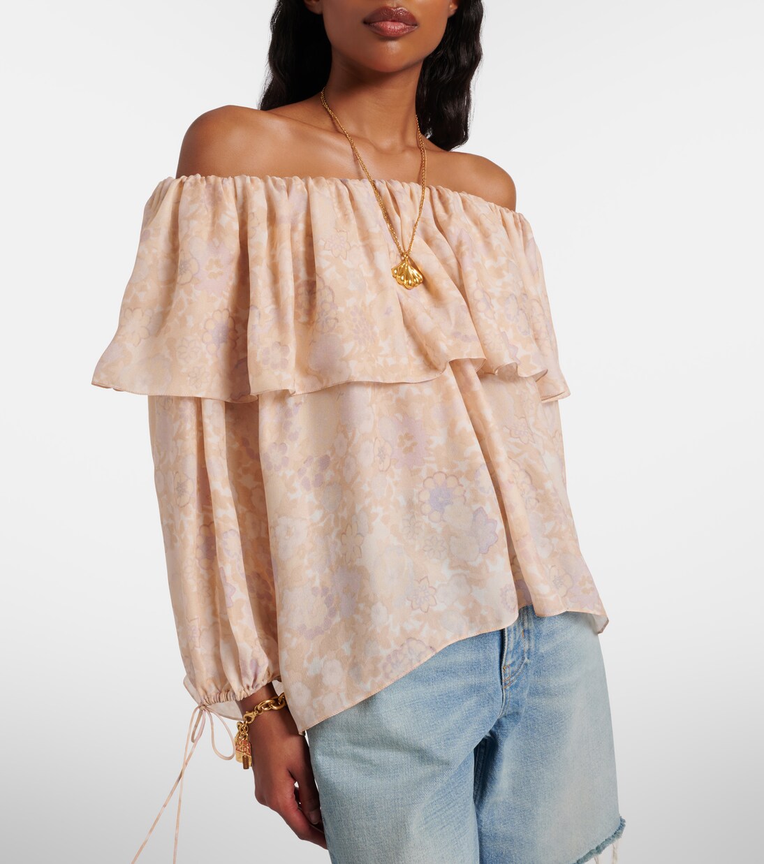 Floral silk charmeuse top | Chloé