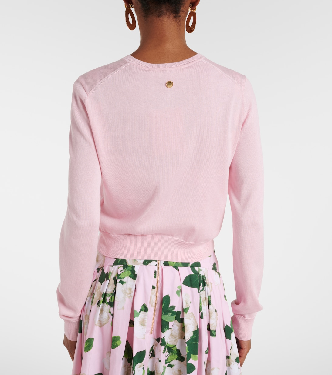 Cardigan cropped in seta e cotone | Carolina Herrera