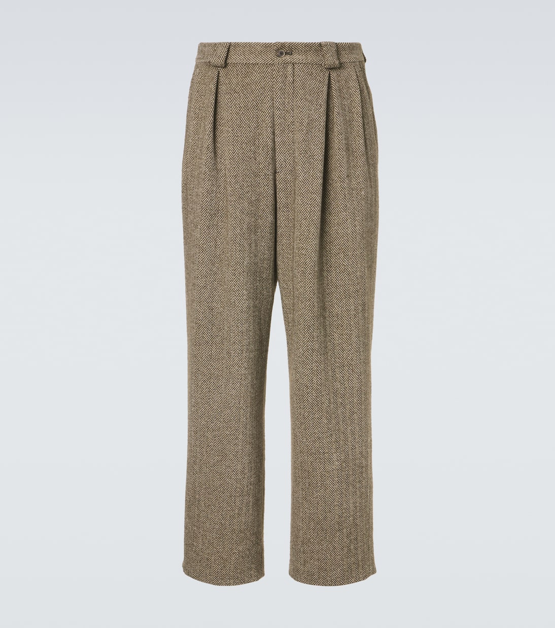 Cotton and wool-blend straight pants | Giorgio Armani