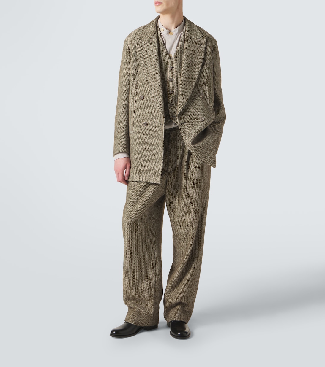 Cotton and wool-blend straight pants | Giorgio Armani