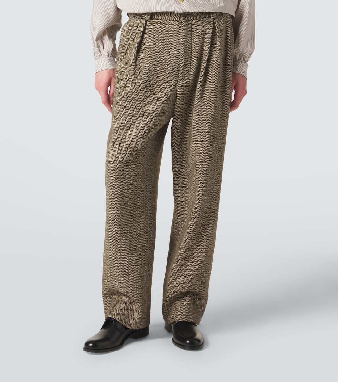 Cotton and wool-blend straight pants | Giorgio Armani
