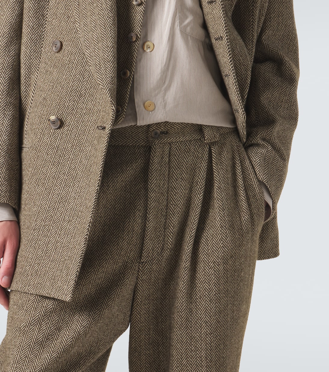 Cotton and wool-blend straight pants | Giorgio Armani