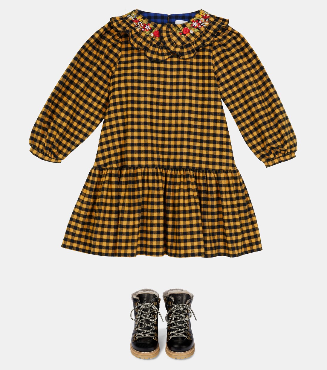 Embroidered checked cotton collar | Paade Mode