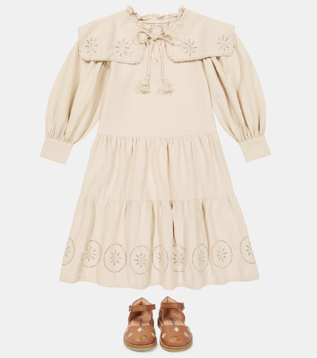 Robe midi Geraldine brodée en coton | The New Society