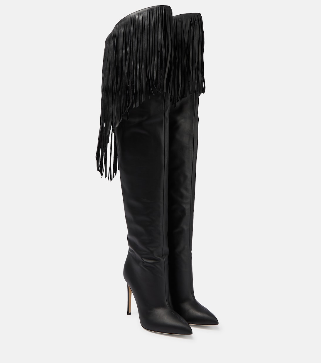 Fringed leather over-the-knee boots | Paris Texas