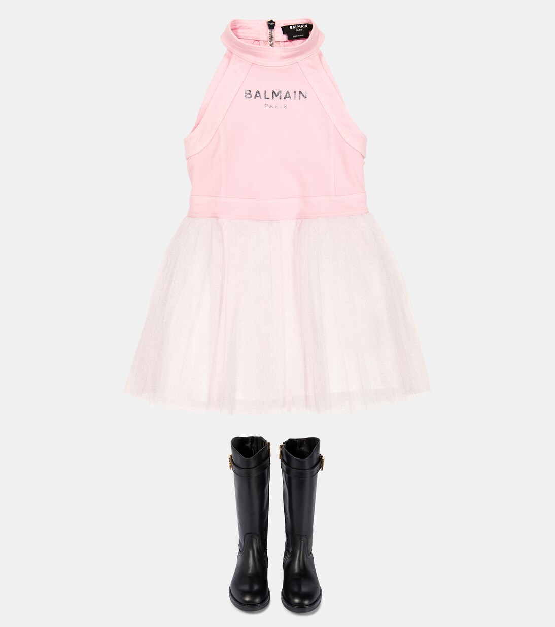 Halter neck tulle dress | Balmain Kids