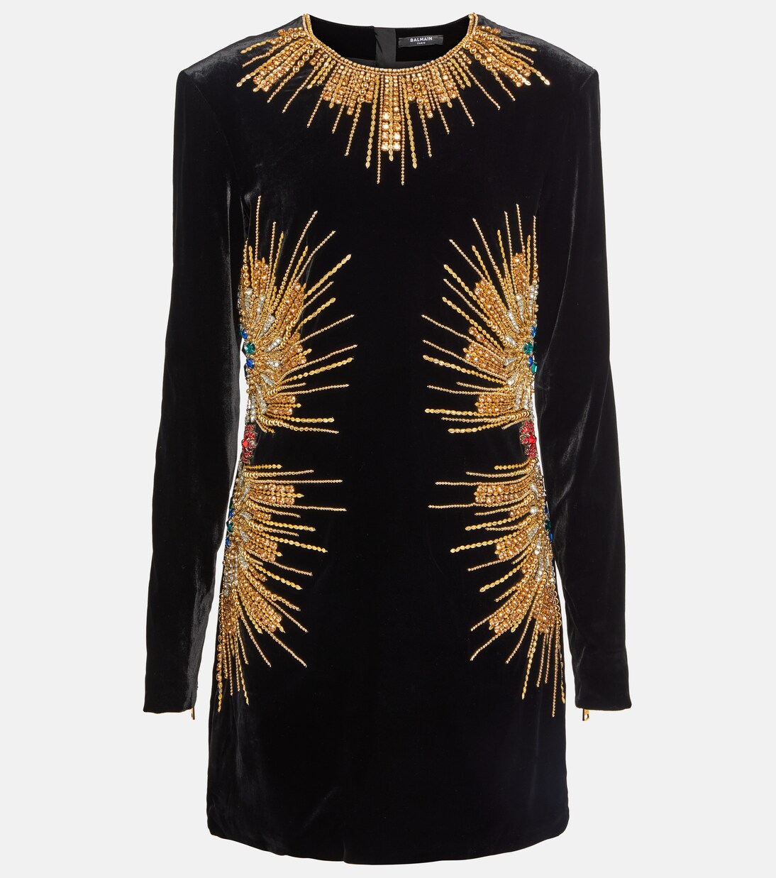 Robe brodée en velours à ornements | Balmain
