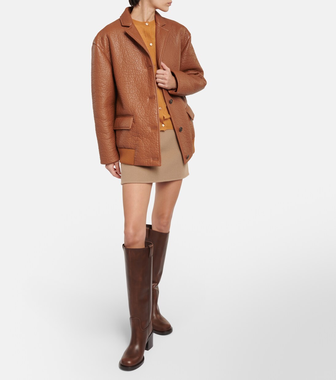 Leather knee-high boots | Miu Miu