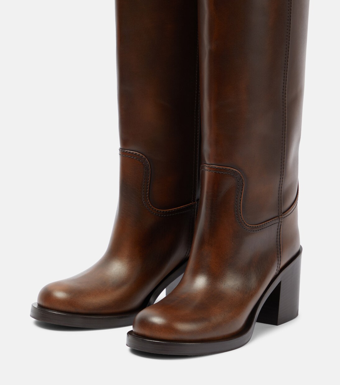 Leather knee-high boots | Miu Miu