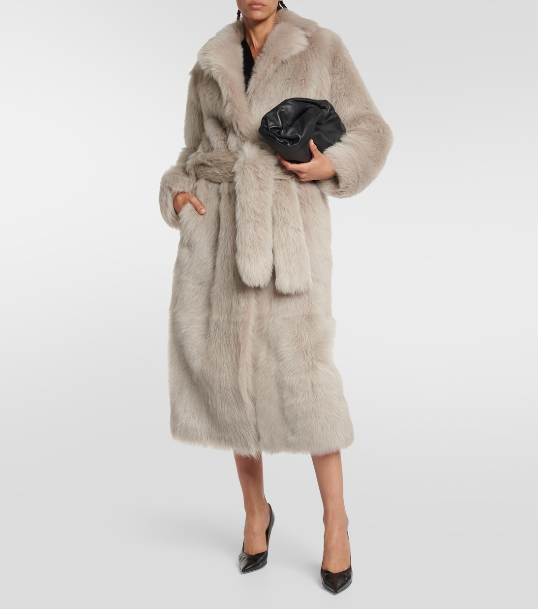 Belted shearling coat | Bottega Veneta