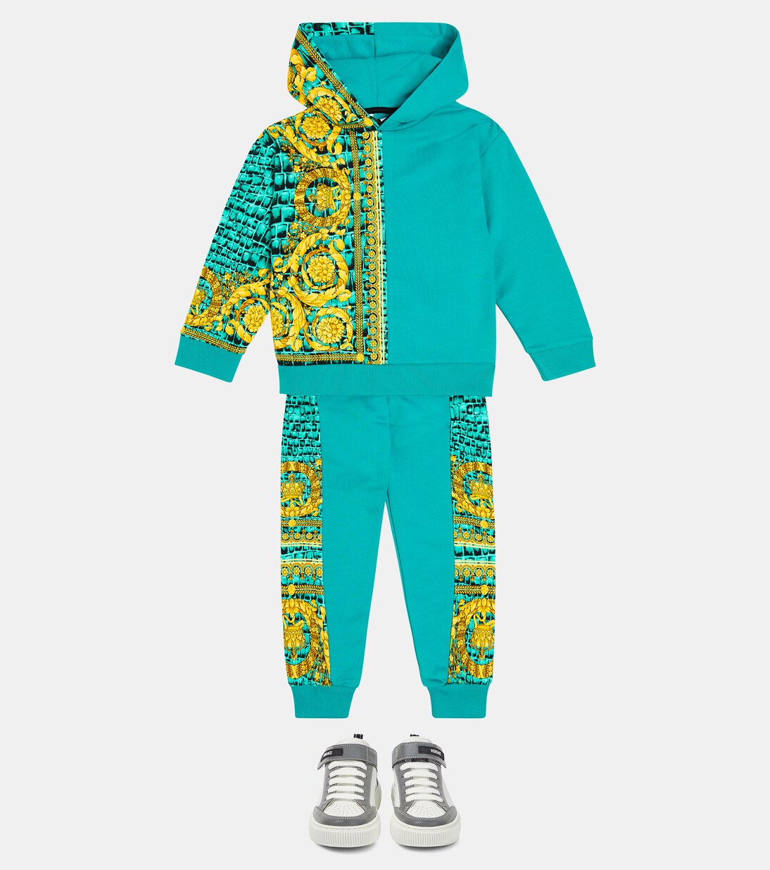 Baroccodile cotton jersey sweatpants | Versace Kids